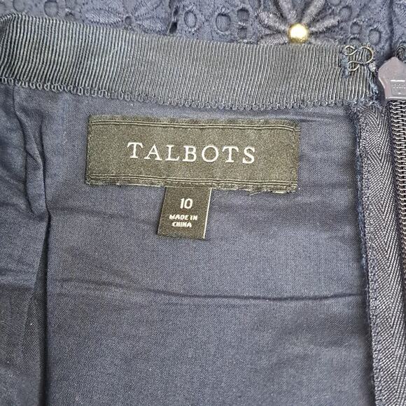 Talbots Navy Blue flower lace beaded pencil skirt size 10 - Picture 4 of 5